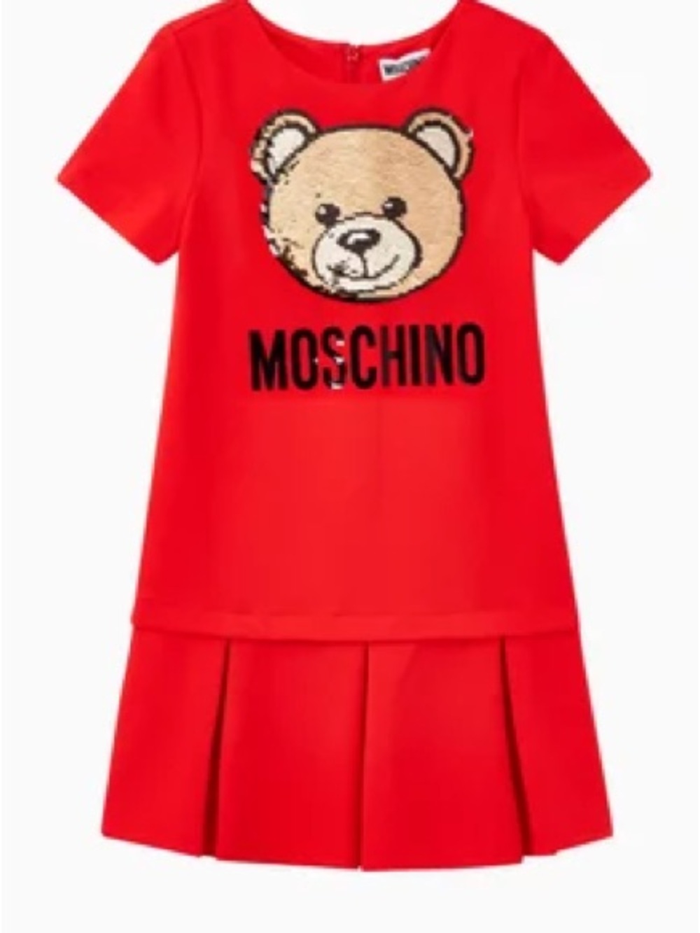 Moschino Sequined Teddy Bear Red Dress
